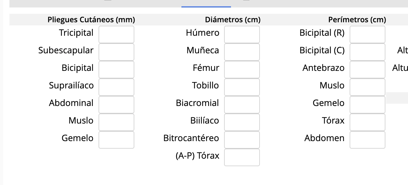 Carga de las 25 medidas antropométricas en la app ENFA